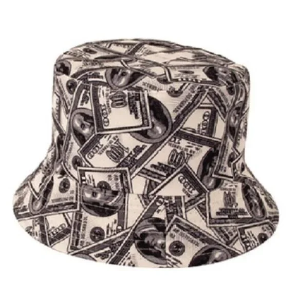 New 100 Dollar Bill Bucket Hat Ben Franklin Adult One Size Summer Money Currency - Picture 1 of 1